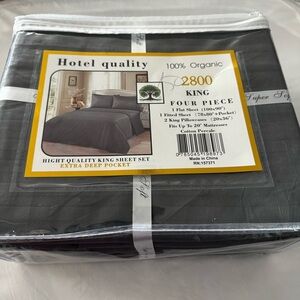 KING Sheet Set - Solid/Striped Rich Gray - Fits up to 20” Mattresses - NEW!